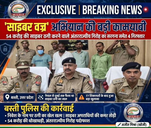 54 करोड़ की महा-ठगी करने वाले अंतरराष्ट्रीय गिरोह के चार सदस्य गिरफ्तार