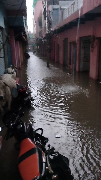 दतिया: इंदरगढ़ में पहली बारिश में घुटनों तक भरा पानी, करणी सेना ने नगर पालिका को आंदोलन की चेतावनी दी