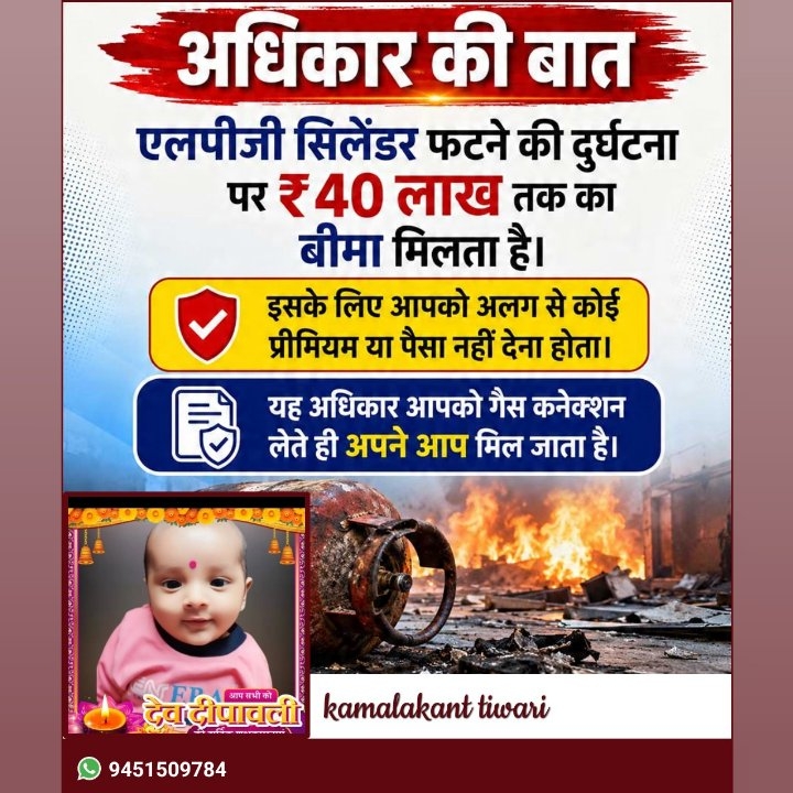 अधिकार की बात: एलपीजी सिलेंडर फटने पर मिलता है ₹40 लाख तक का बीमा