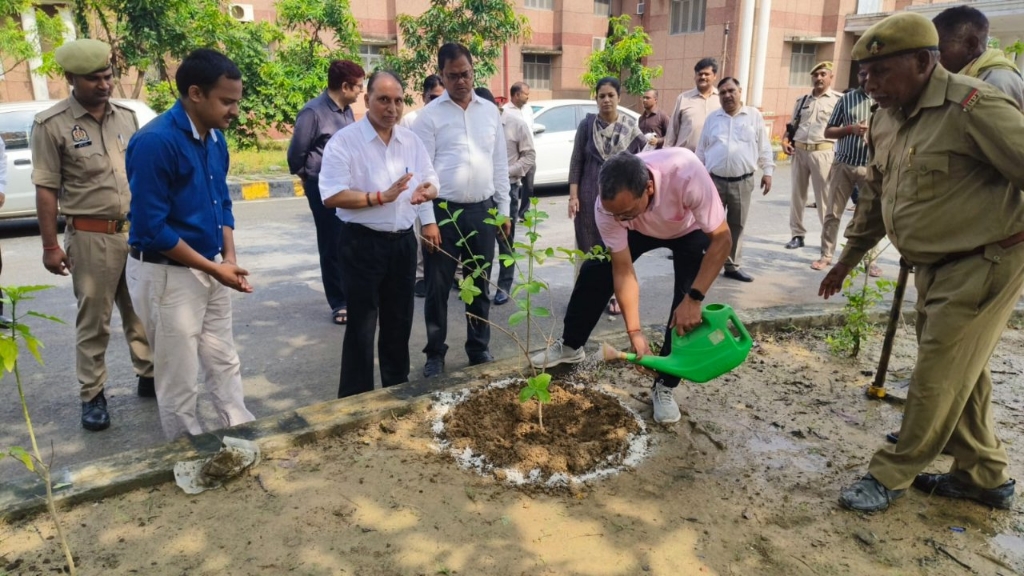 जिला जज के नेतृत्व में कोर्ट परिसर में रोपे गए 100 पौधे