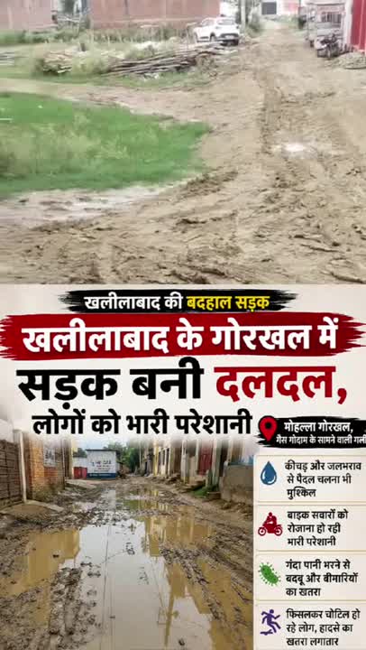 कीचड़ और गंदे पानी से दलदल बनी सड़क, लोगों का निकलना हुआ दूभर