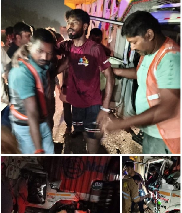 ट्रक में घुसी पिकअप, पेट्रोलिंग टीम ने बचाई दो जिंदगियां