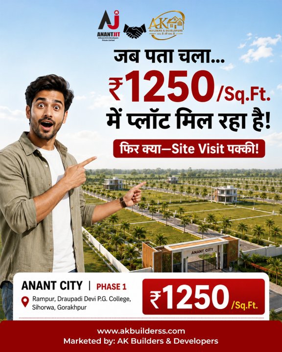 गोरखपुर में रिंग रोड के पास सस्ते दामों पर खरीदें प्लॉट