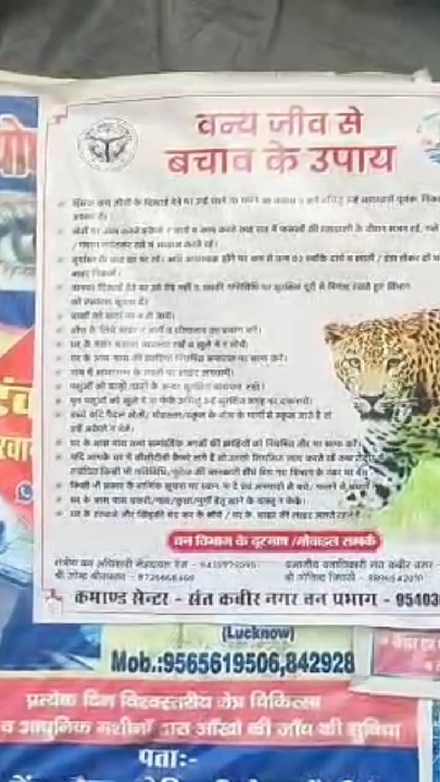 तेंदुए की आशंका से संतकबीरनगर में दहशत, वन विभाग का अलर्ट