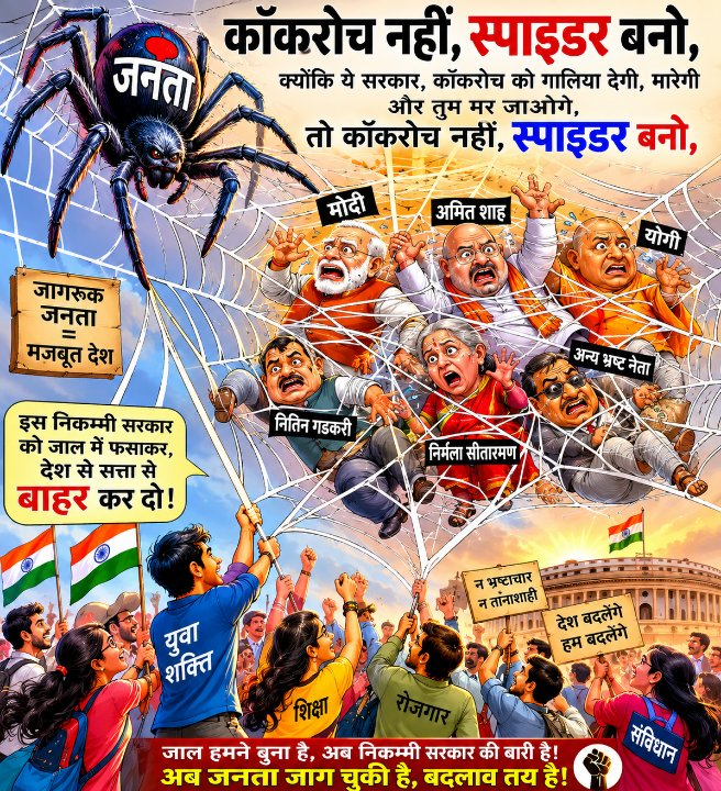 कॉकरोच नहीं स्पाइडर बनकर युवा इस निकम्मी बीजेपी सरकार को उखाड़ फेंकें