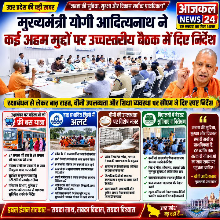 रक्षाबंधन पर महिलाओं को फ्री बस यात्रा, बाढ़ राहत और चीनी की उपलब्धता पर मुख्यमंत्री के निर्देश
