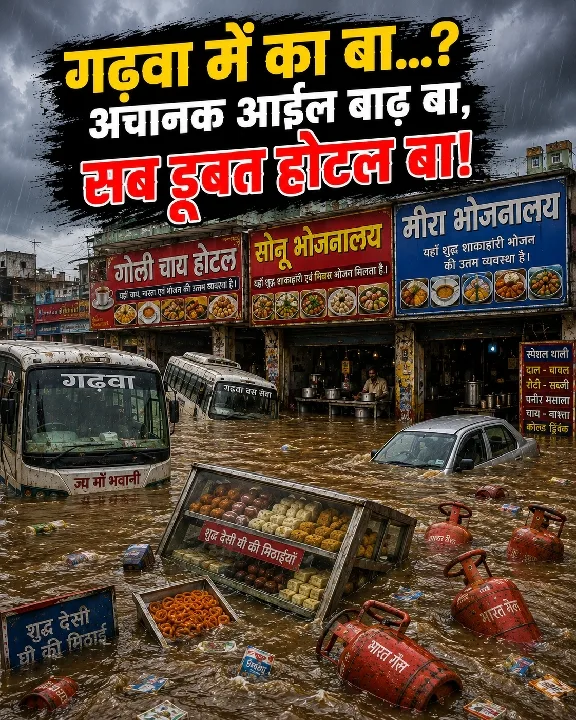 गढ़वा में अचानक आई बाढ़, डूब रहे होटल