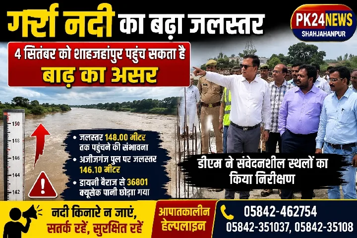 गर्रा नदी का बढ़ा जलस्तर, 4 सितंबर को बाढ़ का असर