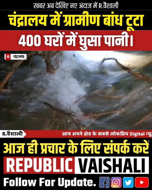 गंडक का जलस्तर बढ़ा, ग्रामीण बांध टूटा, 400 घरों में घुसा पानी