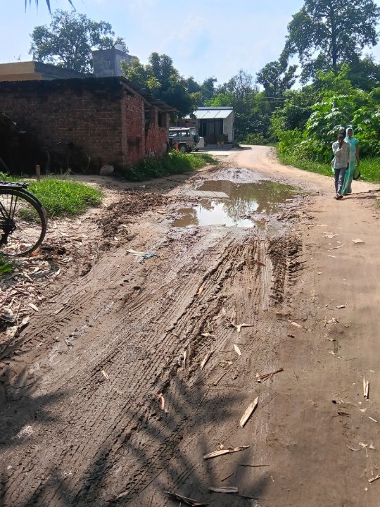 गड्ढों में तब्दील हुई सड़क, राहगीरों के लिए मुसीबत