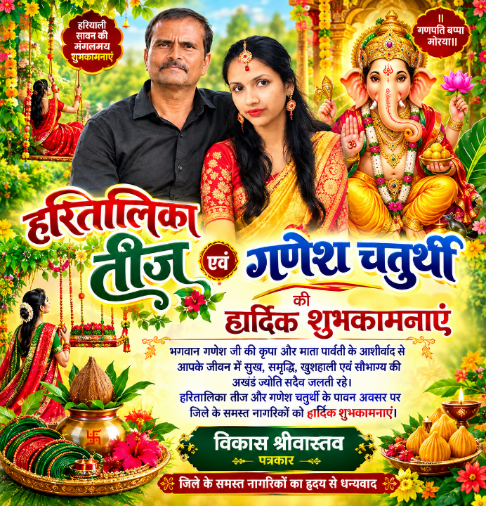 धूमधाम से गणपति बप्पा मोरया, श्रीवास्तव दंपत्ति ने की गणपति स्थापना