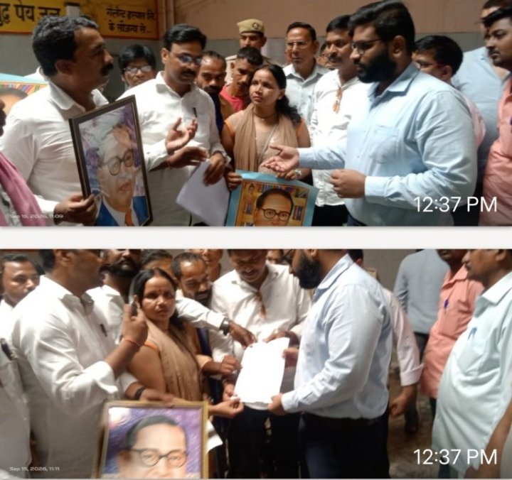 डॉ. अंबेडकर का चित्र न होने पर नागरिकों का रोष, सौंपा ज्ञापन