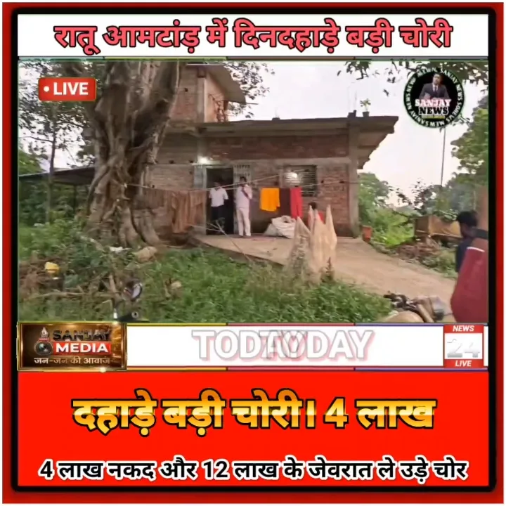 दिनदहाड़े रातू आमटांड़ में चोरी, 16 लाख की संपत्ति गायब
